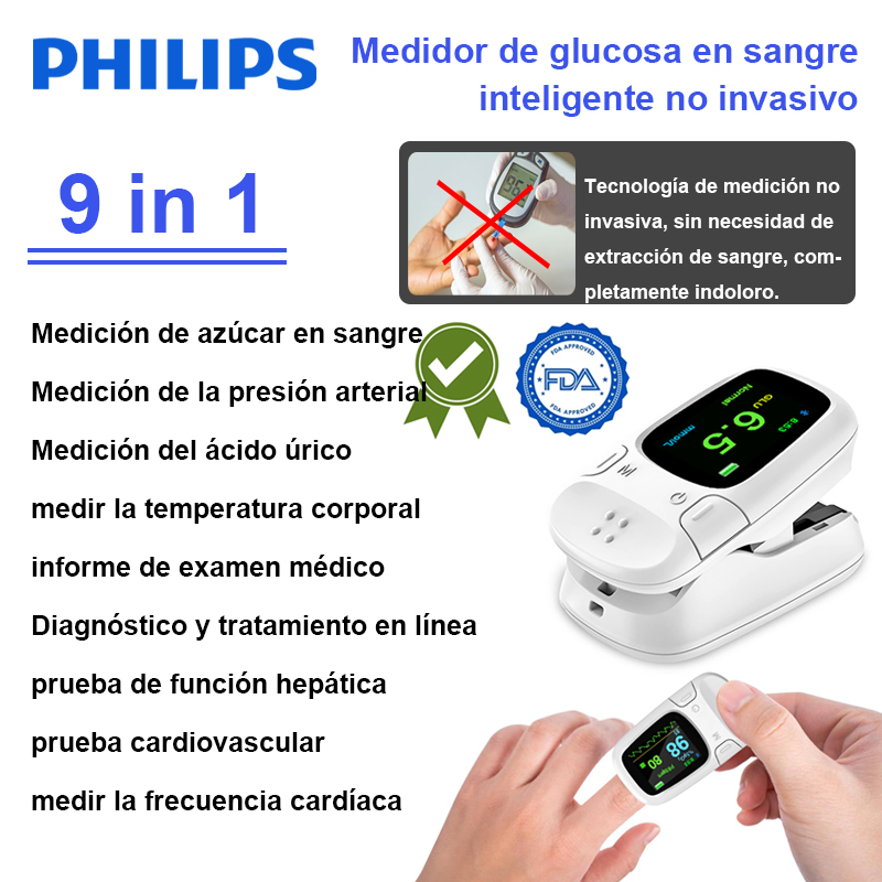 【9 en 1】Medidor de glucosa en sangre inteligente no invasivo 【medición no invasiva de azúcar en sangre + medición de la presión arterial + medición de ácido úrico + medición de la temperatura corporal + generación de informe de examen físico + diagnóstico y tratamiento en línea + hígado prueba de función + prueba cardiovascular + medición de la frecuencia cardíaca】