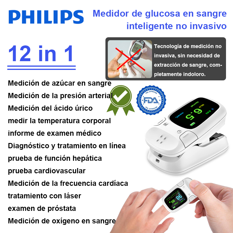 【12 en 1】Medidor de glucosa en sangre inteligente no invasivo 【medición no invasiva de azúcar en sangre + medición de presión arterial + medición de ácido úrico + medición de temperatura corporal + generación de informe de examen físico + diagnóstico y tratamiento en línea + hígado prueba de función + prueba cardiovascular + medición de la frecuencia cardíaca + tratamiento con láser + examen de próstata + medición de oxígeno en sangre 】