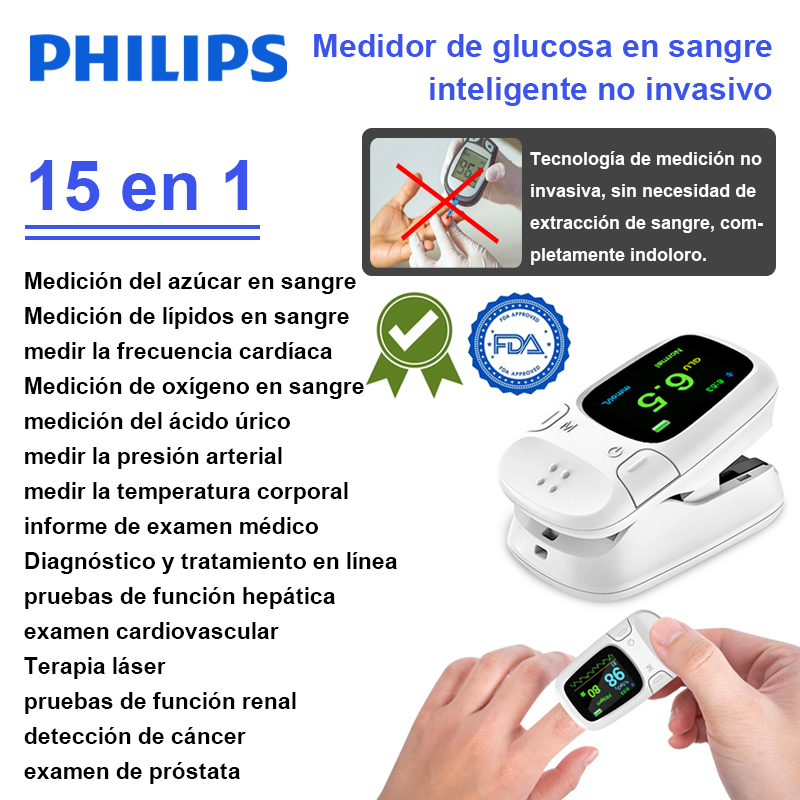 【15 en 1】Medidor de glucosa en sangre inteligente no invasivo 【medición no invasiva de azúcar en sangre + medición de la presión arterial + medición de ácido úrico + medición de la temperatura corporal + generación de informe de examen físico + diagnóstico y tratamiento en línea + hígado prueba de función + prueba cardiovascular + medición de la frecuencia cardíaca + tratamiento con láser + examen de próstata + medición de oxígeno en sangre + medición de lípidos en sangre + detección de cáncer + examen de riñón】